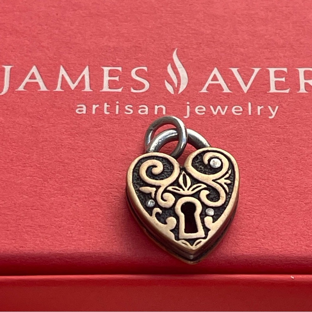 James Avery Retired Sterling Silver and Bronze Verona Lock Charm Pendant